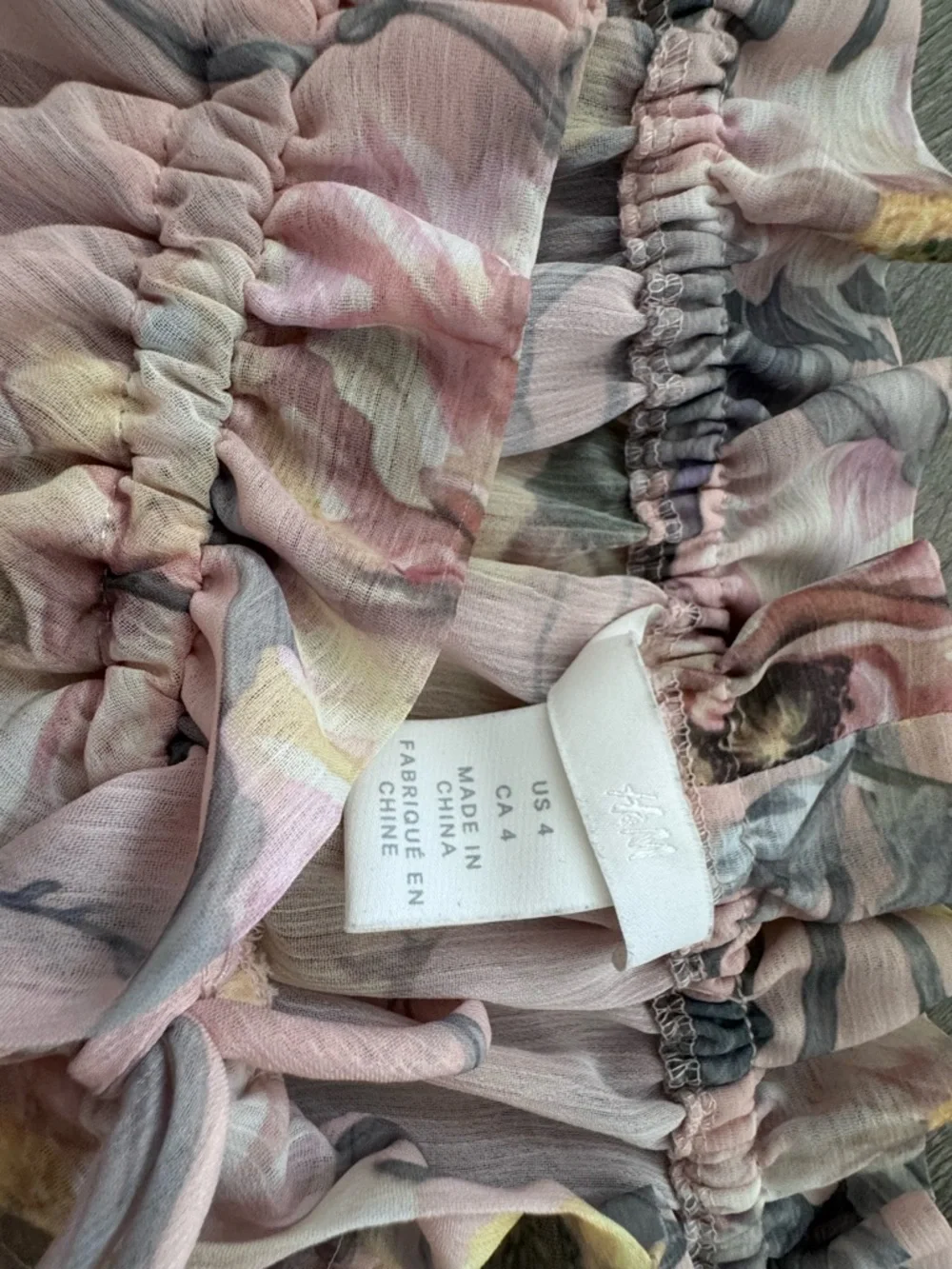 H&M Pink Floral Off-Shoulder Ruffle Crop Top - Picture 3 of 3